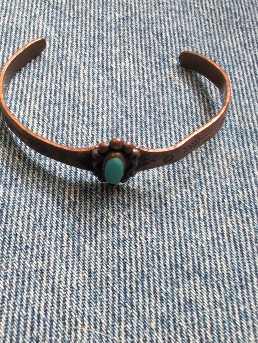 Southwest Aztec Turquoise Stone Copper Cuff Bracelet - Children's Jewelry